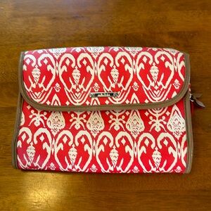 Stella & Dot Red Ikat Hanging Travel Cosmetic Case